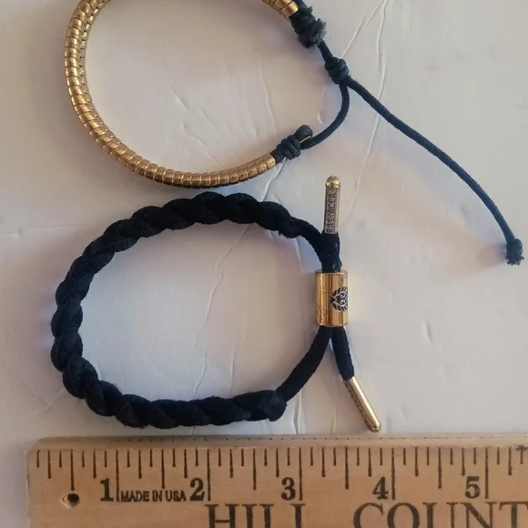 Set Of 2 Adjustable Woven Bracelets Rastaclat Onyx II And Gold Woven Bracelets - Picture 5 of 5